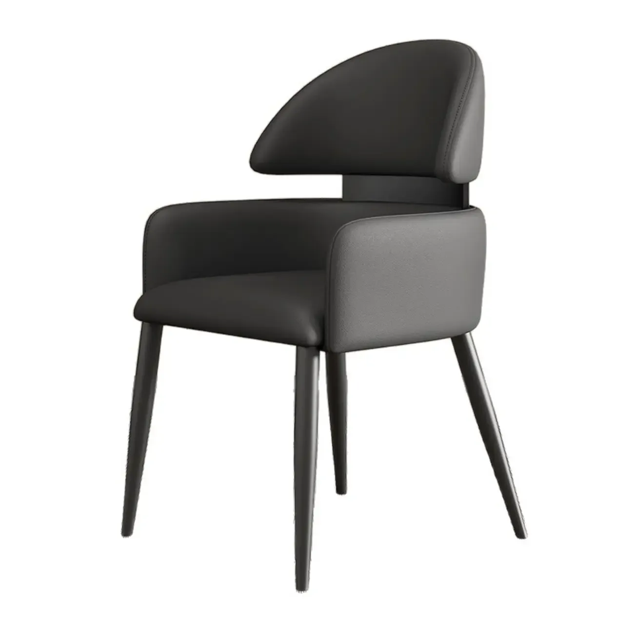 Brown Curved Back Anti-cat Scratch Leather Dining Chairs