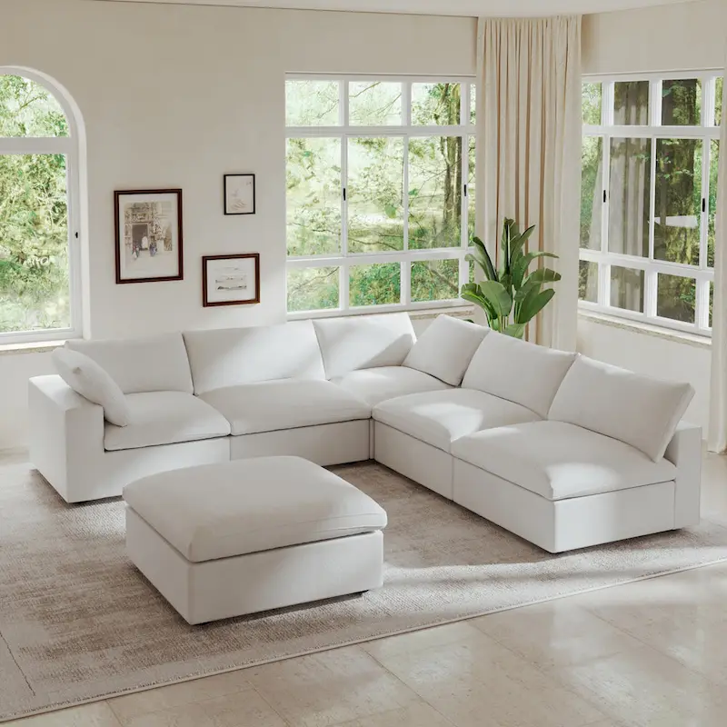 Commix Down Filled Corner Sectional Sofa 5-seats Couch with Ottoman
