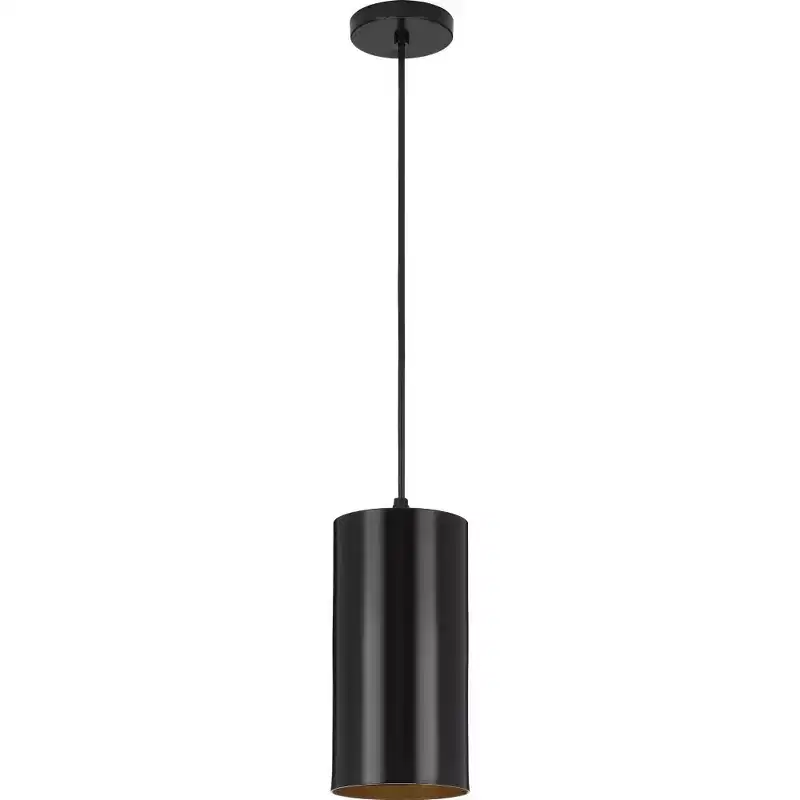 Progress Lighting, Cylinder Collection, 1-Light, Outdoor LED Hanging Pendant, Black, Aluminum, No Shade