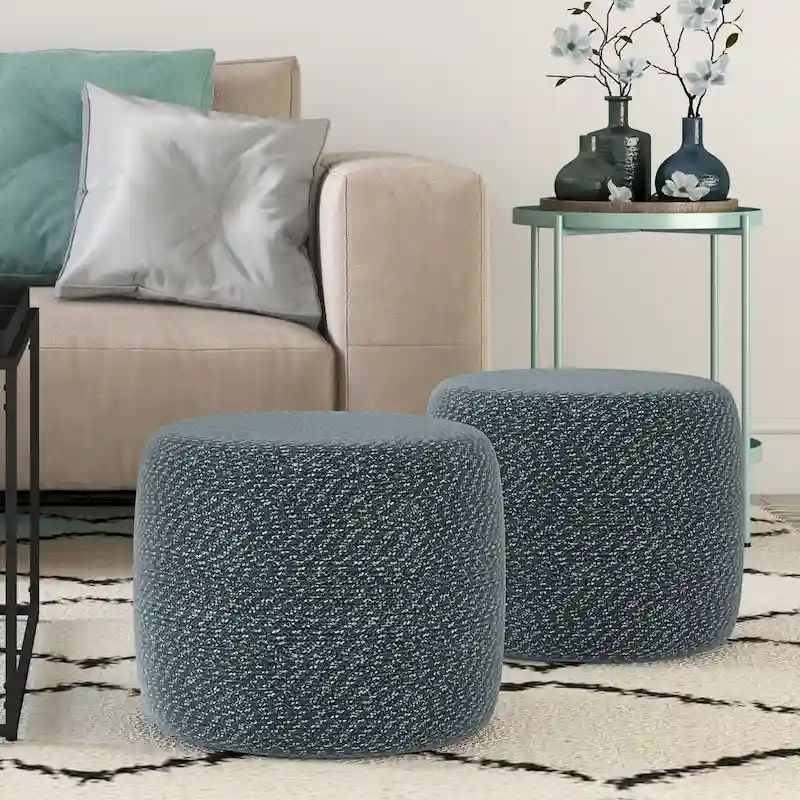 WYNDENHALL Brodie Round Braided Pouf