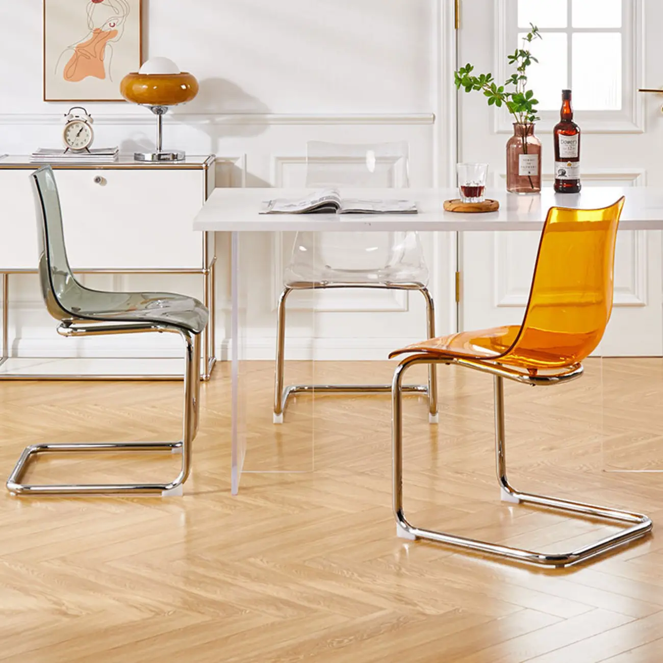 Modern Armless Plastic & Acrylic Dining Chair