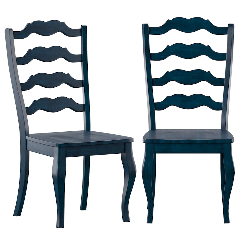 Ronda French Ladder Back Wood Dining Chairs (Set of 2)