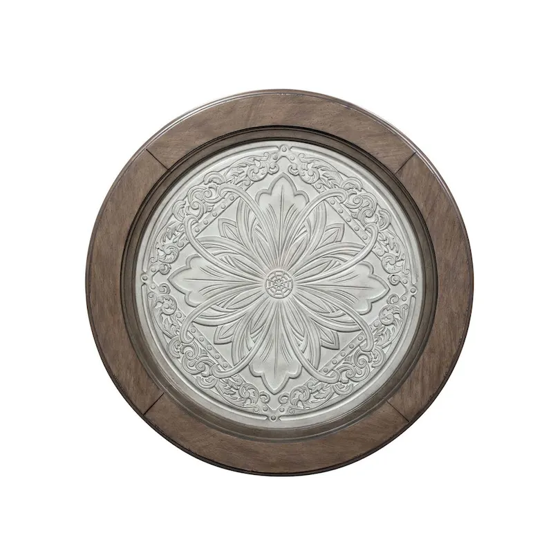 Heartland Antique White & Tobacco Round Ceiling Tile Cocktail Table