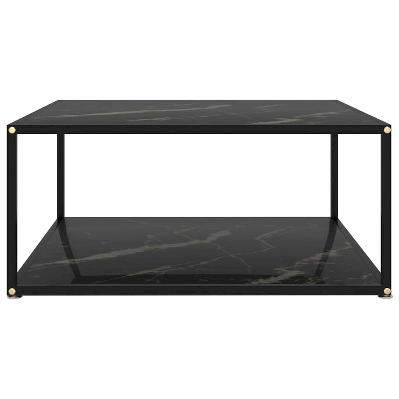 vidaXL Coffee Table Black 31.5x31.5x13.8 Tempered Glass - 31.5 x 31.5 x 13.8