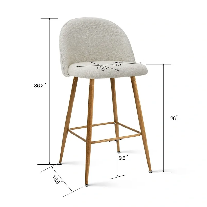 Upholstered 26 inch Counter Stool (Set of 2) - 37.6x16.7x16.7