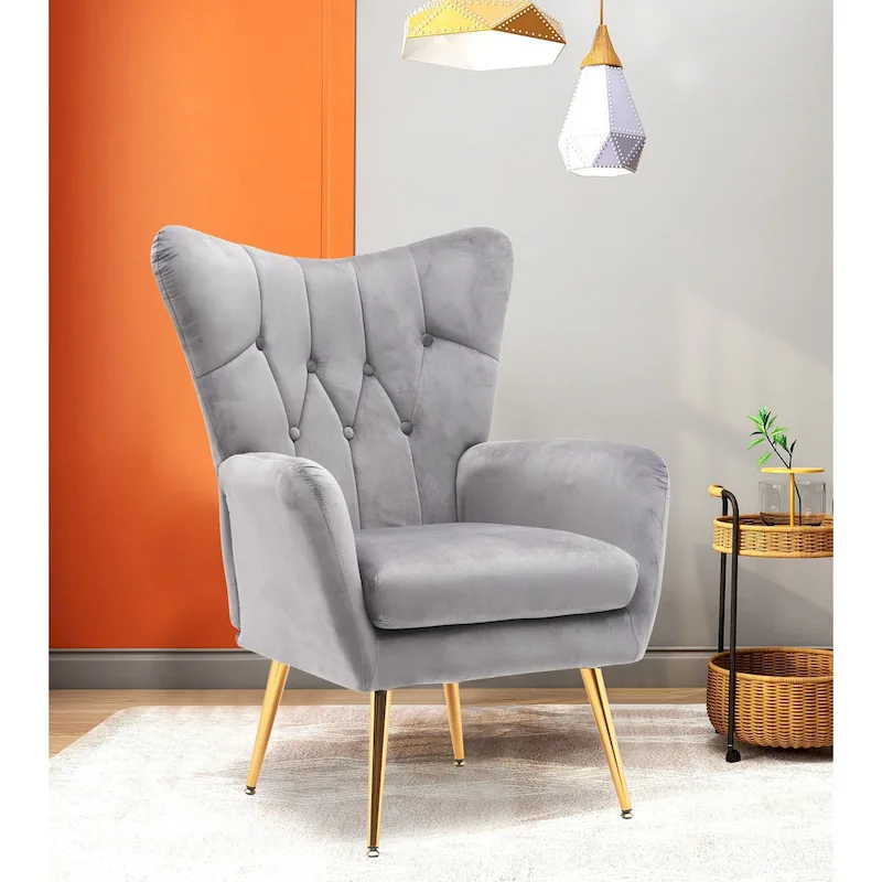 Wingback Button-Tufted Upholstered Accent Chair