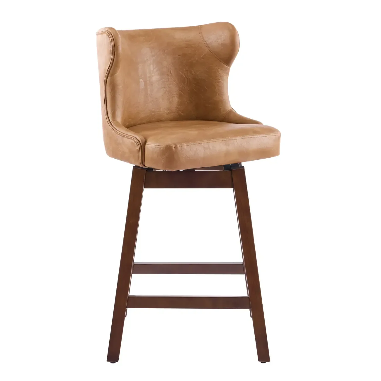 Set Of 2 Bar Height Mid-century Modern Upholstered Bar Stools