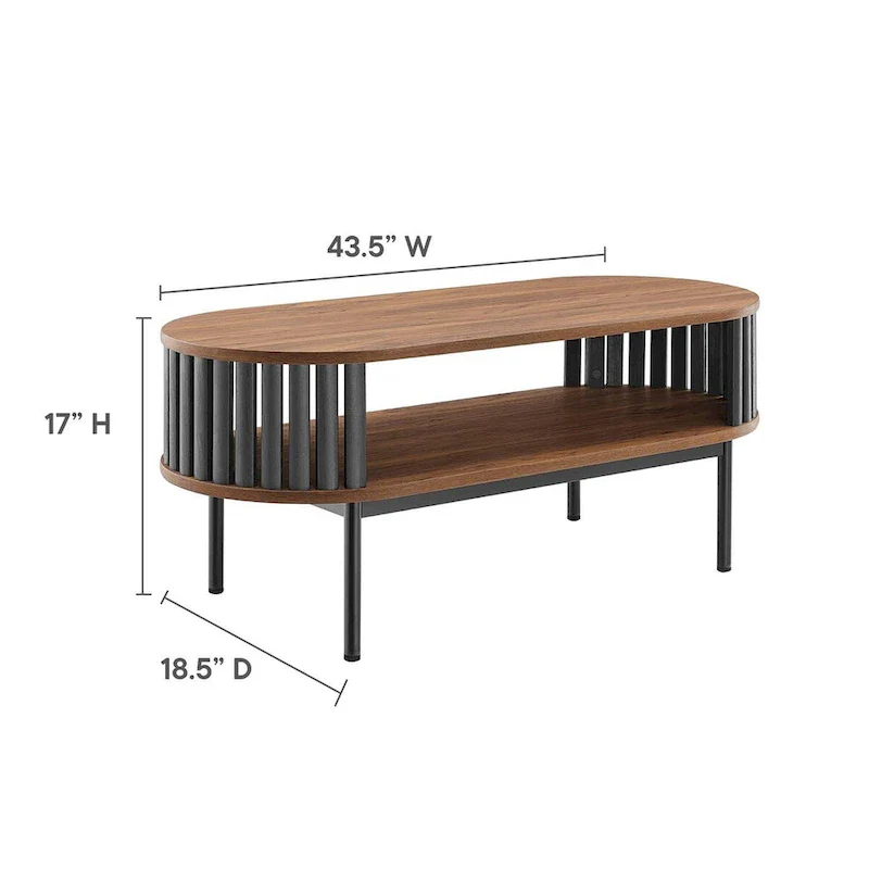 Collins Modern Two-tone Wooden Oval Coffee Table with Shelf