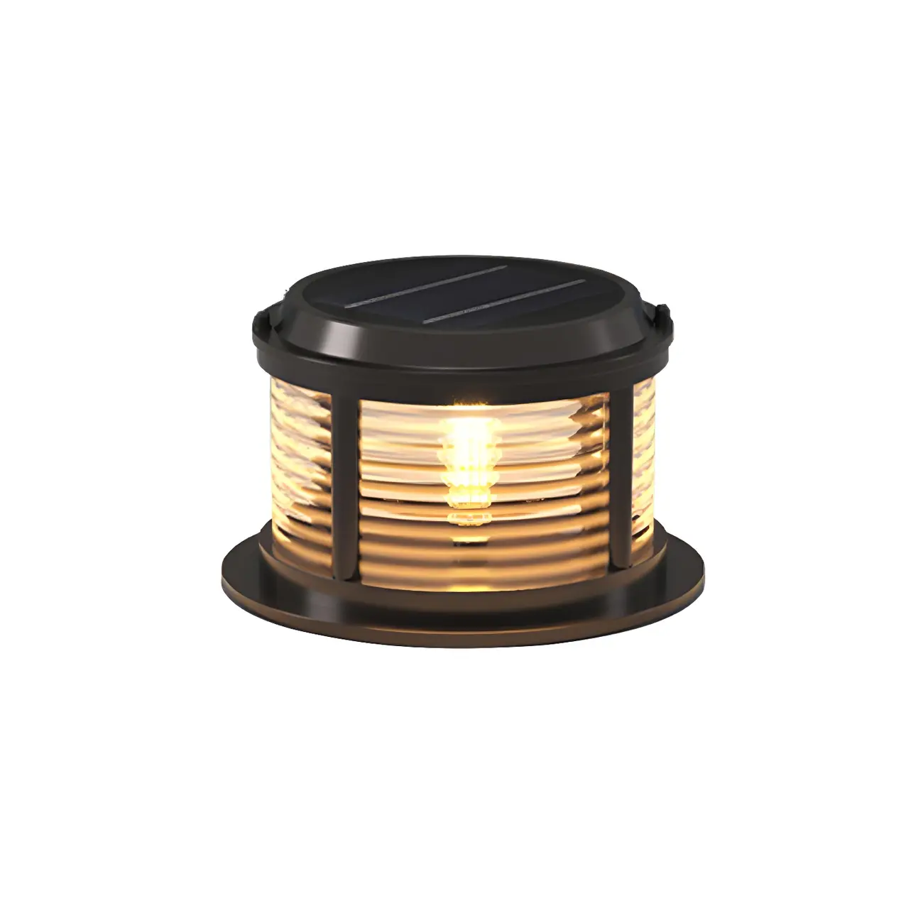 Horizontal and Vertical Striped Glass Cylinder Post Cap Light