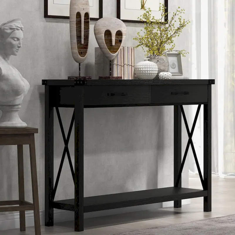 Industrial Console Table with Drawers