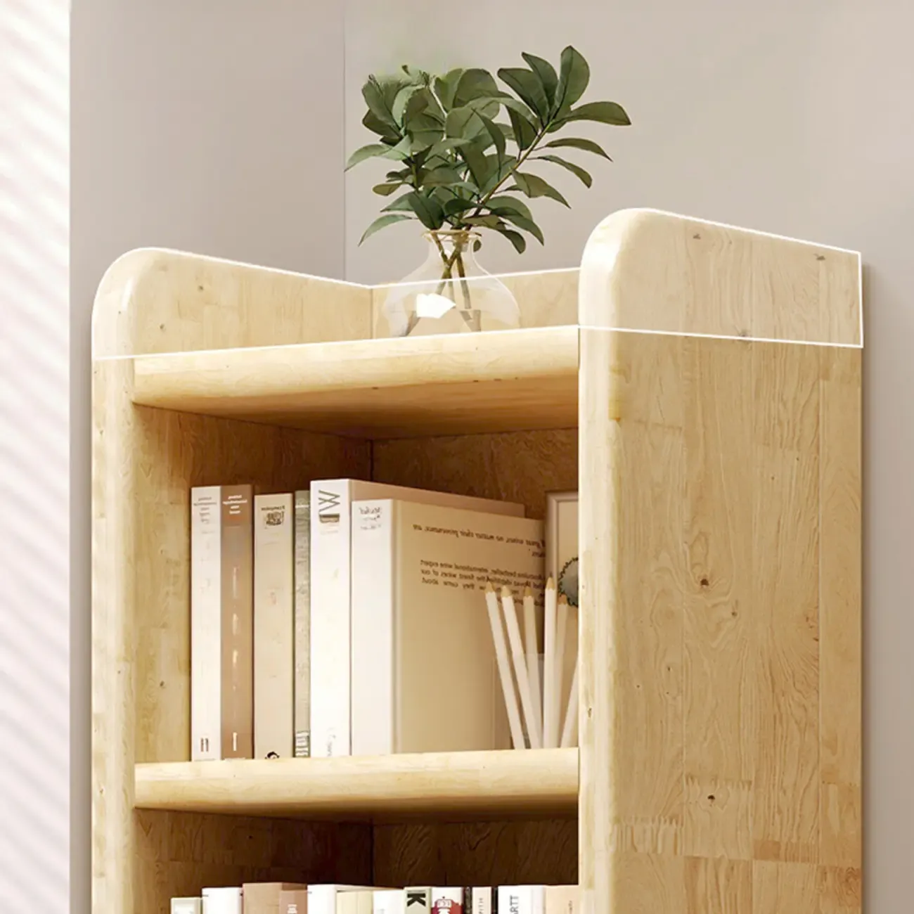 Rustic Vertical 5-Tier Closed Back Wooden Bookshelf