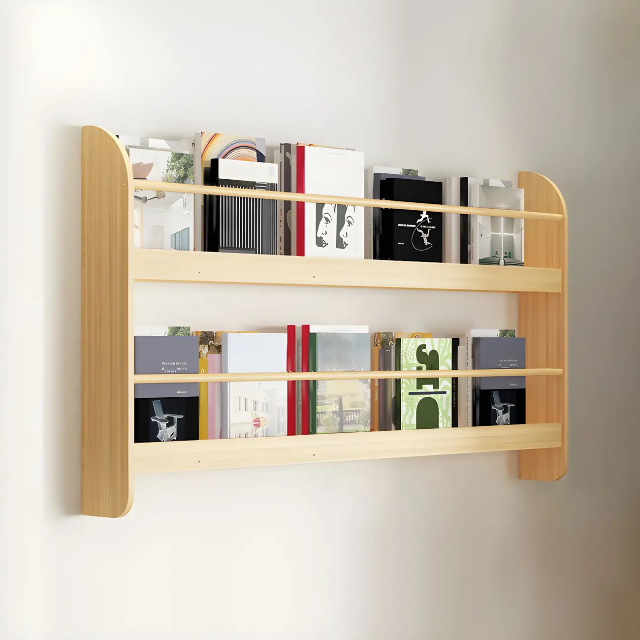 Modern Slim Wood Wall-Mounted Bookshelf