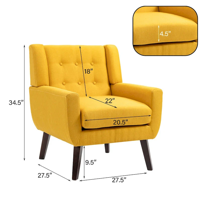 Tufted Linen/Cotton Loveseat with 2 Accent Chairs