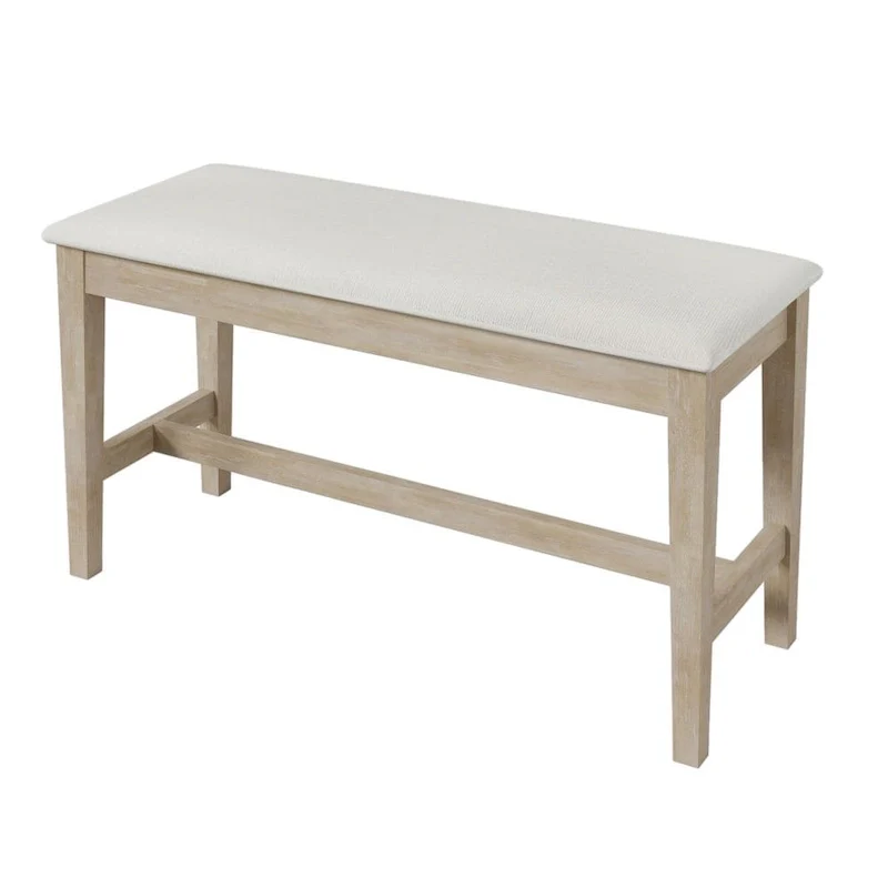 Solid Wood Dining with Half-Round Legs, 4 Chairs & Bench – Natural / Grey, Seats 6
