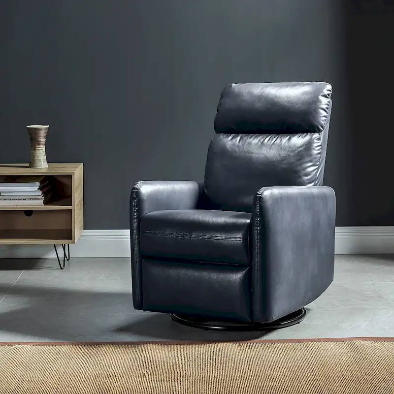 Leather Manual Swivel Recliner