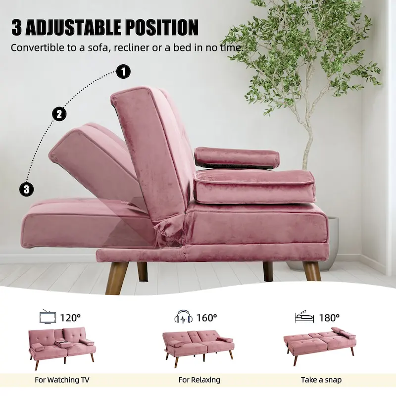 Futzca 60  Small Loveseat, 3 in 1 Cute Convertible Sofa Bed