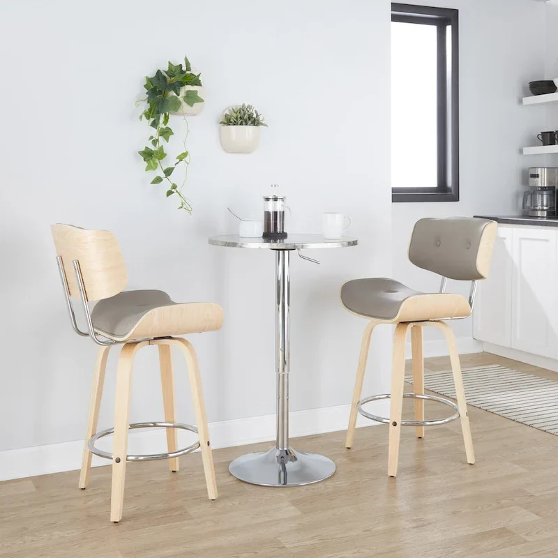 Leksand 26 Fixed-Height Counter Stool with Bent Wood Legs (Set of 2)