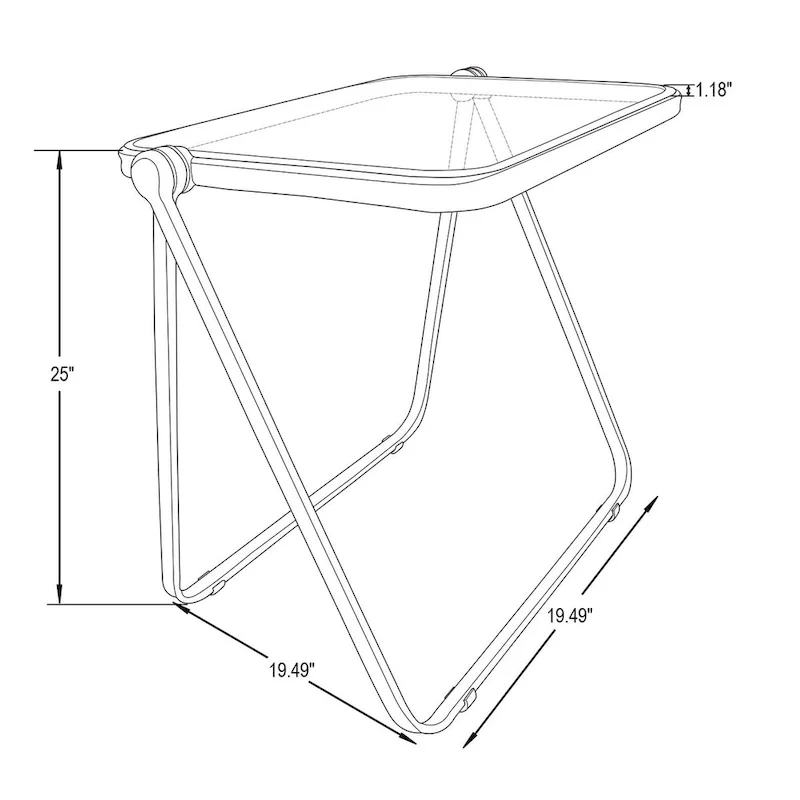 LeisureMod Lawrence Square Plastic Folding End Table with Iron Frame