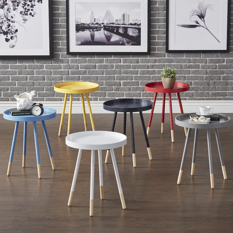 Paint-Dipped Round Tray-Top Side Table