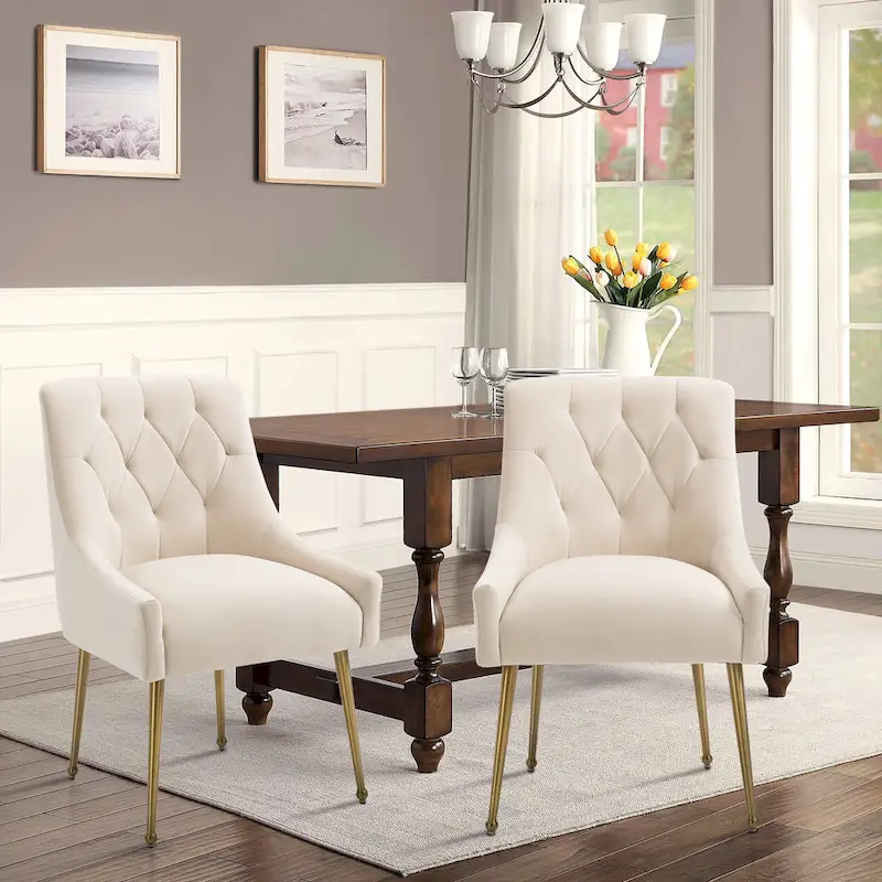 Tufted Velvet Upholstered Accent Dining Chairs Side Chairs (Set of 2)