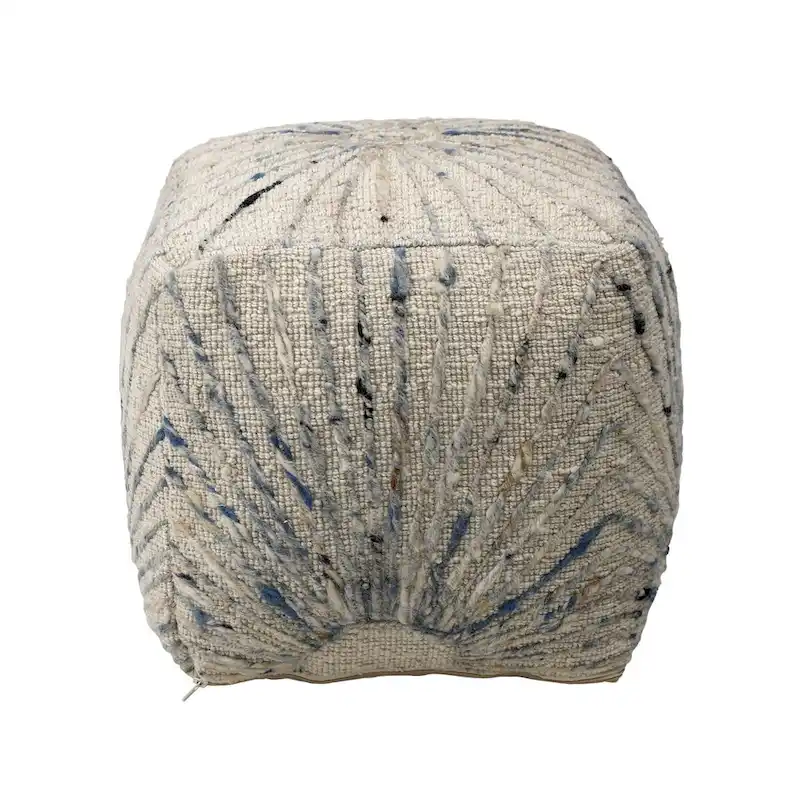 Handwoven Wool & Cotton Ottoman - Ivory