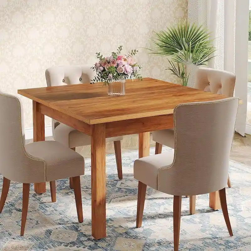 Country Rustic Square Dining Table with Solid Wood Legs - 39.4D x 39.4W x 30H