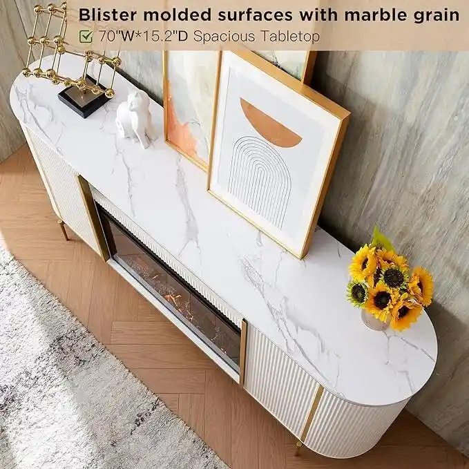 70  Modern Luxury Fireplace TV Stand, Entertainment Center, TV Console