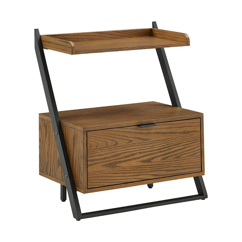 Eldersley Two-tone Black & Oak finish Nightstand by