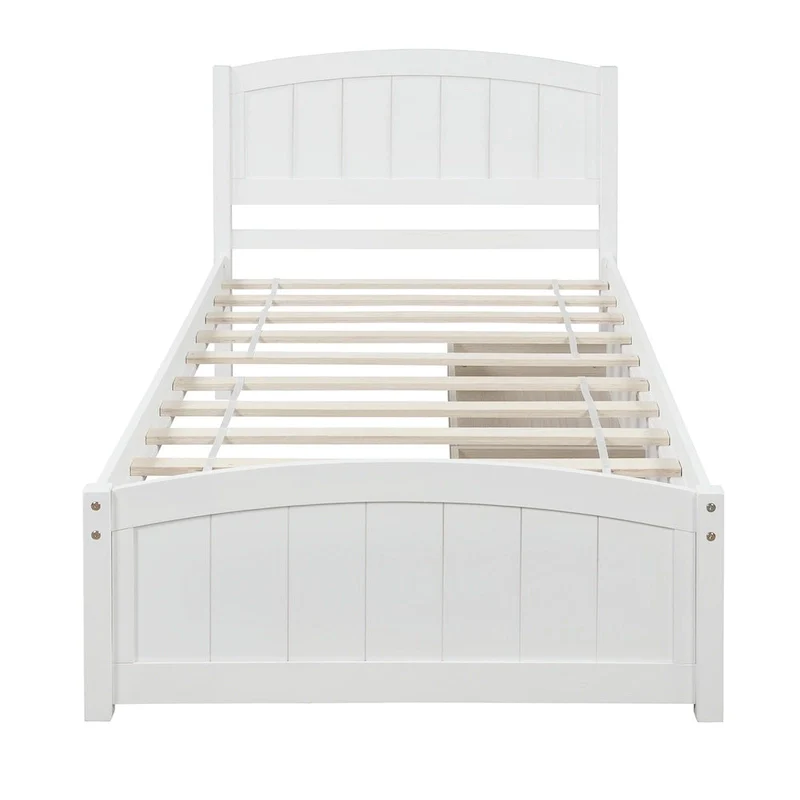 Twin Platform Bed with 2 Storage Drawers – Grey / White / Espresso, 1-Person