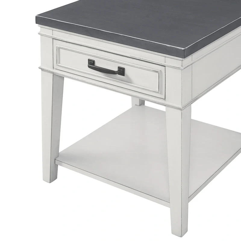 Del Mar 24 White and Grey 1-Drawer End Table