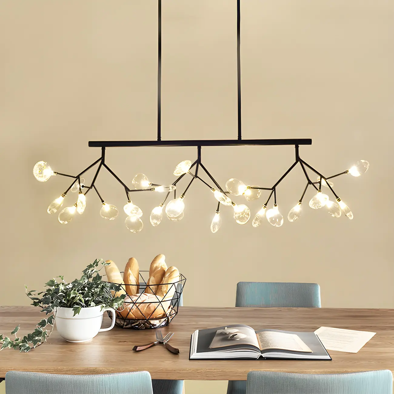 Modern Glass Branch Multi-Light Island Pendant Light for Kitchen