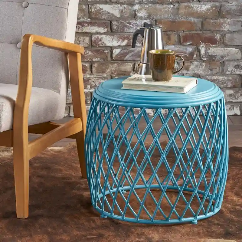 Round Lattice Side Table, 19-inch (48 cm) Diameter