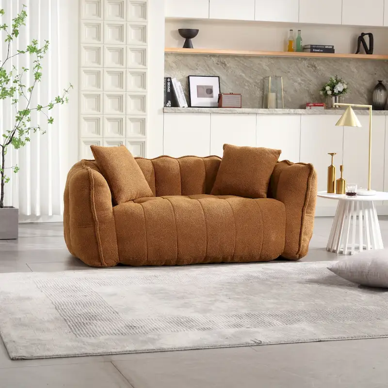 Yellow Modern 65 Chenille Loveseat