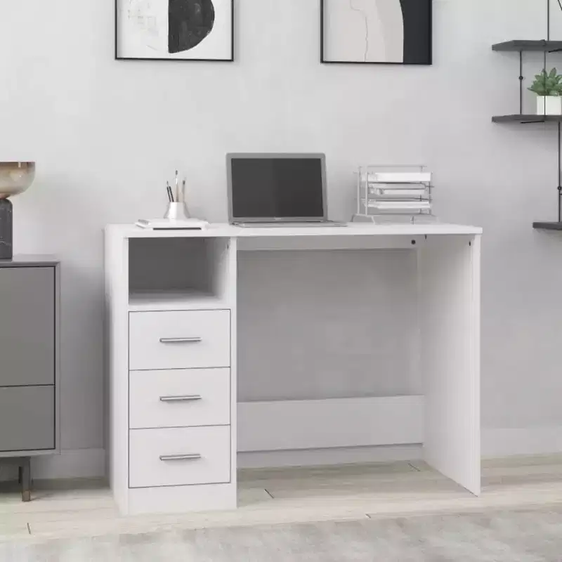 vidaXL Desk White Engineered wood 40.2 in x 19.7 in x 29.9 in Desk