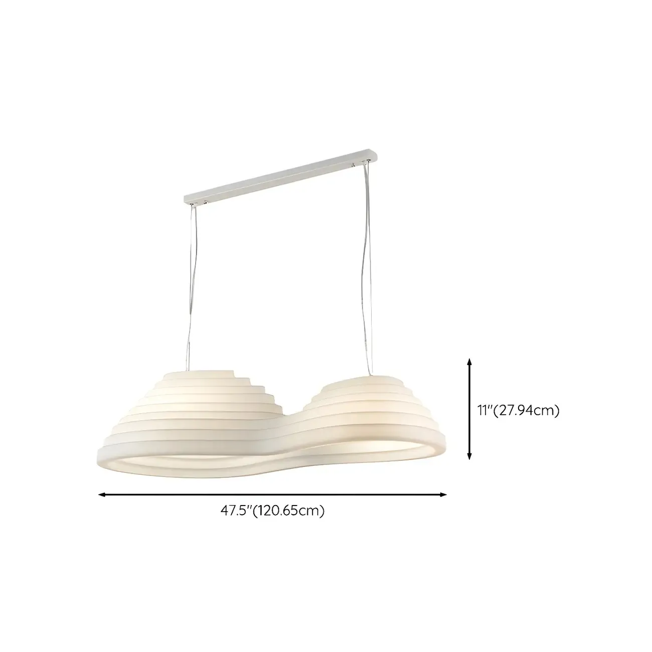 Geometric Large White 2-Light Island Pendant Light