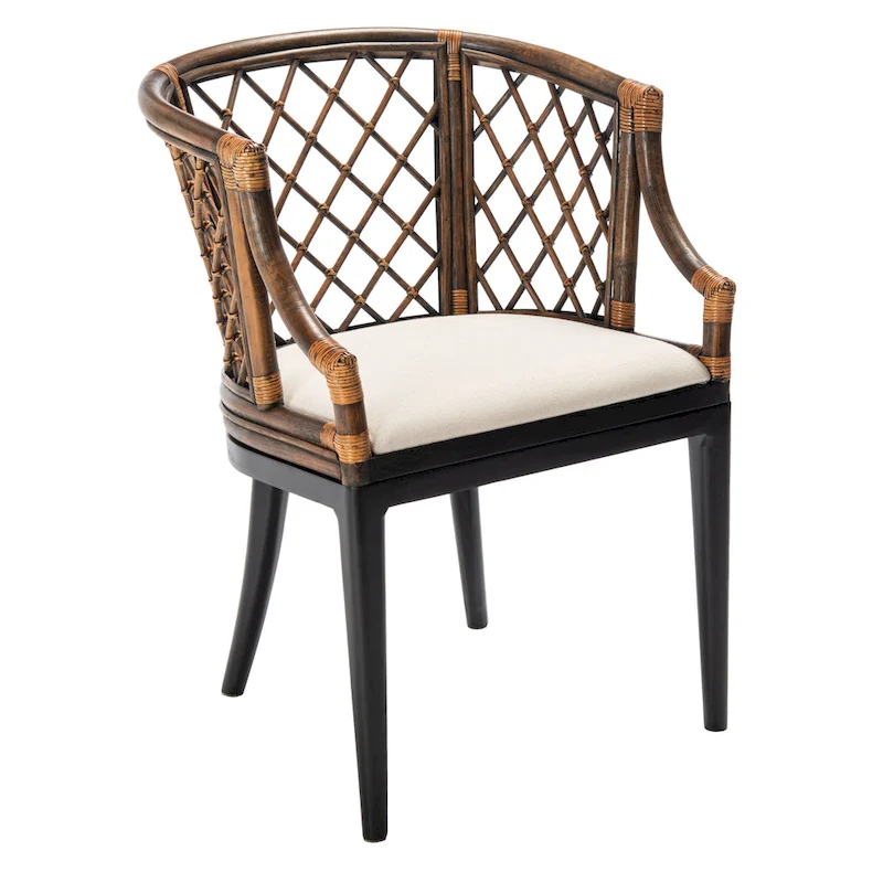 Theona Rattan Lattice Arm Chair - 22.3W x 23L x 31.3H - 22Wx23Dx31H