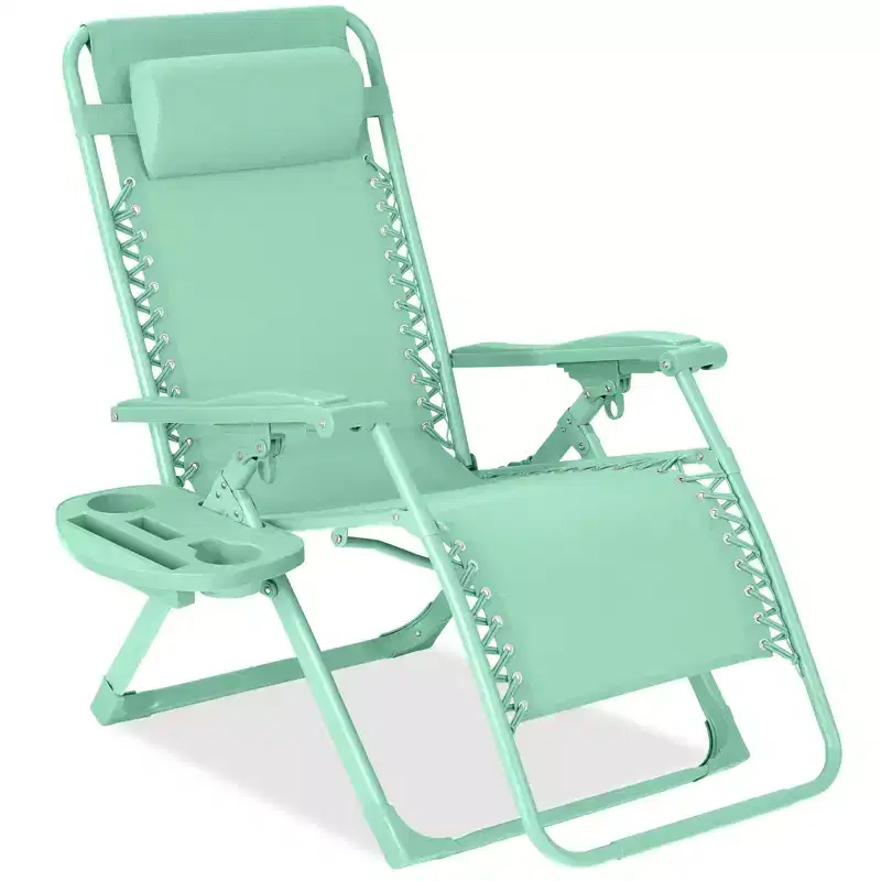 Best Choice Products Monochromatic Zero Gravity Chair, Folding Patio Recliner w/Side Tray, Headrest