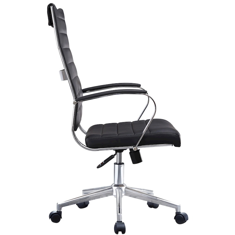 Modern Ergonomic Office Chair: Mid Back, PU Leather, Arms, Tilt, Adjustable Height, Wheels, Swivel