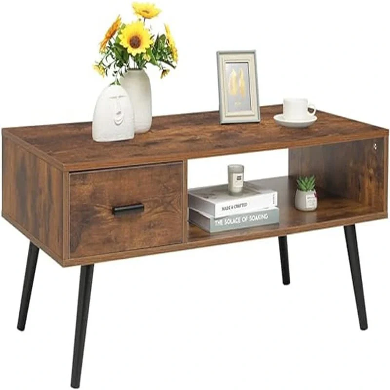 A coffee table with drawers