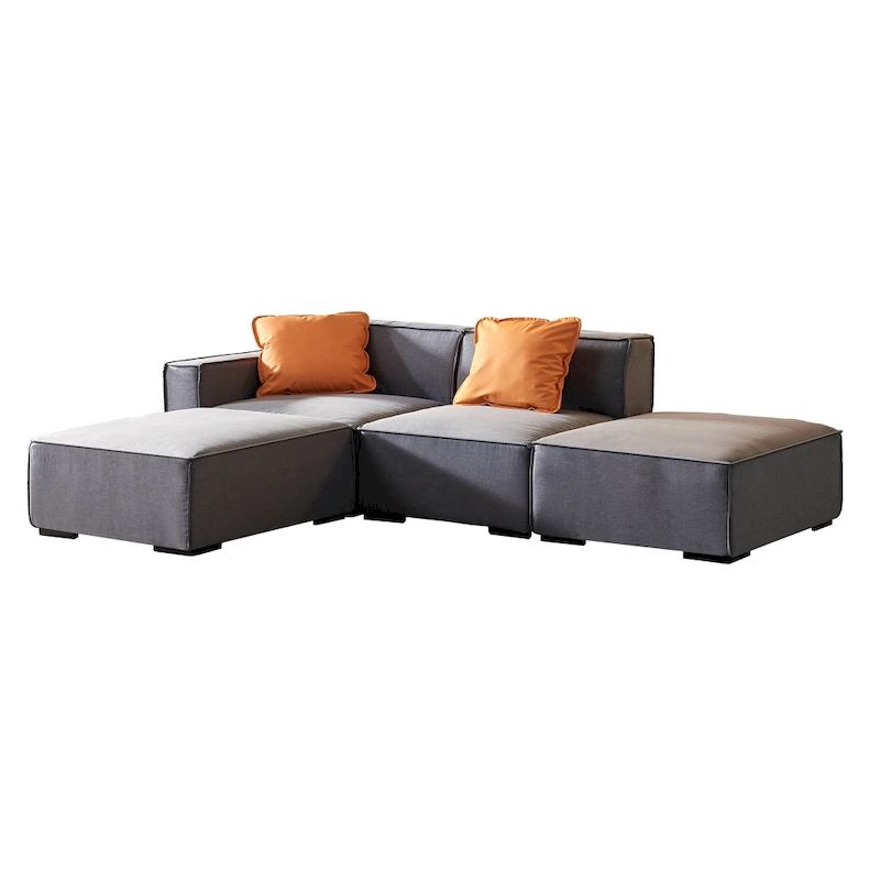 Modular Sectional Fabric Sofa (Beige)