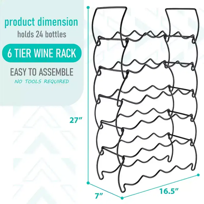 Sorbus 6-Tier Classic Style Stackable Wine Rack - Perfect for Bar, Wine Cellar, Basement, Cabinet, Pantry, etc - Hold 24 Bottles