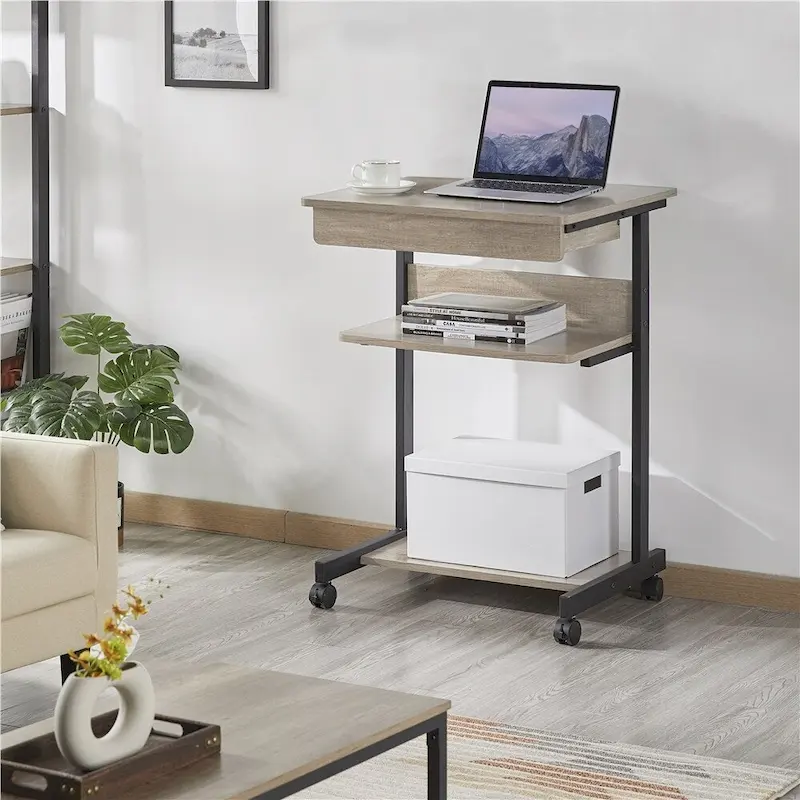 Yaheetech Rolling Computer Desk Table Tray Desk with Drawer and Shelf