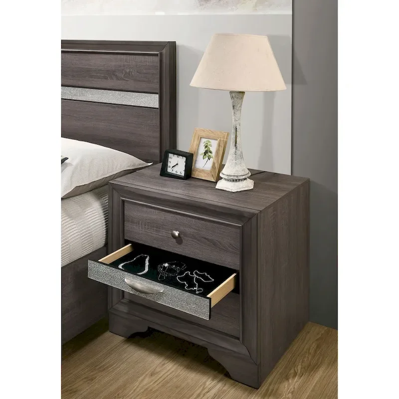 Contemporary Grey Solid Wood Storage Platform Bedroom