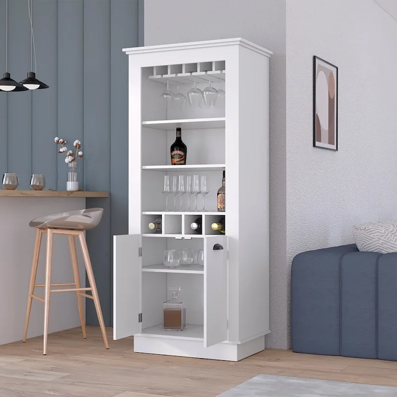 Bar Cabinet, Four built-in wine racks,Living Room, Black