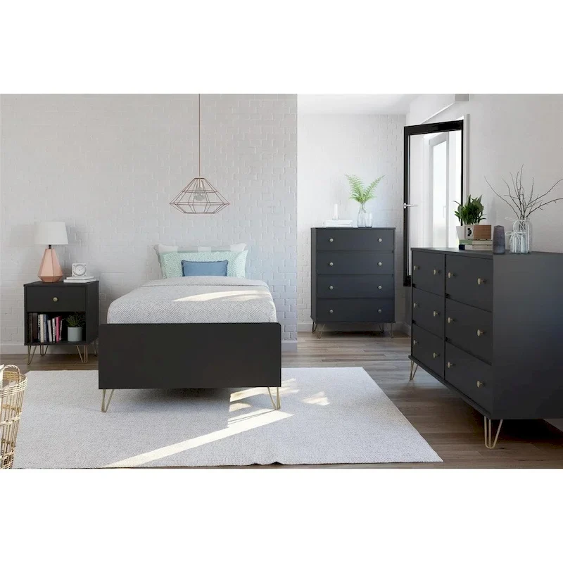 The Novogratz Owen Black Nightstand