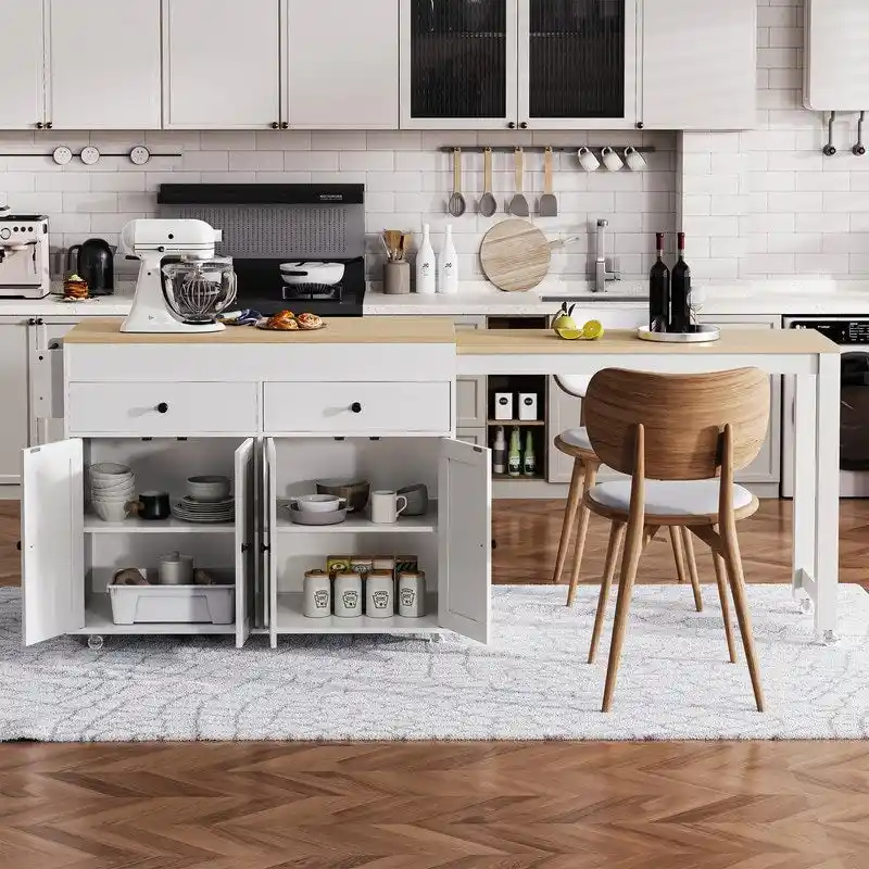 Abner Kitchen Island with Extendable Dining Table