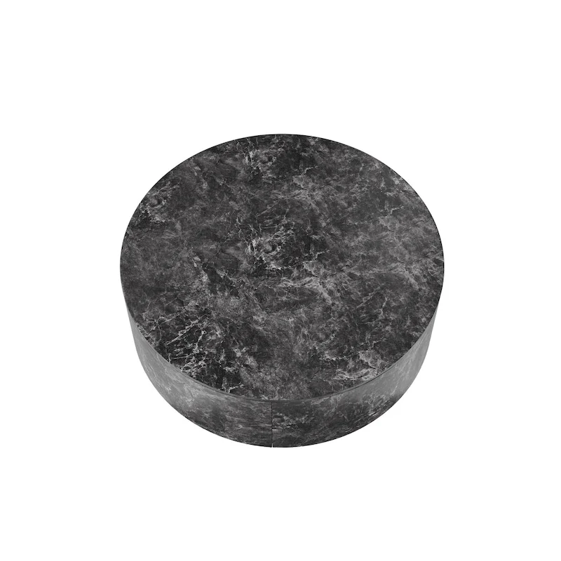 Modern Faux Marble Round Coffee Table Center Table with 2 Drawers, Fully Assembled