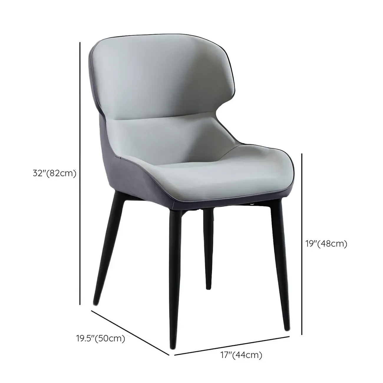 Scandinavian Leather Wingback Upholstered Dining Chair