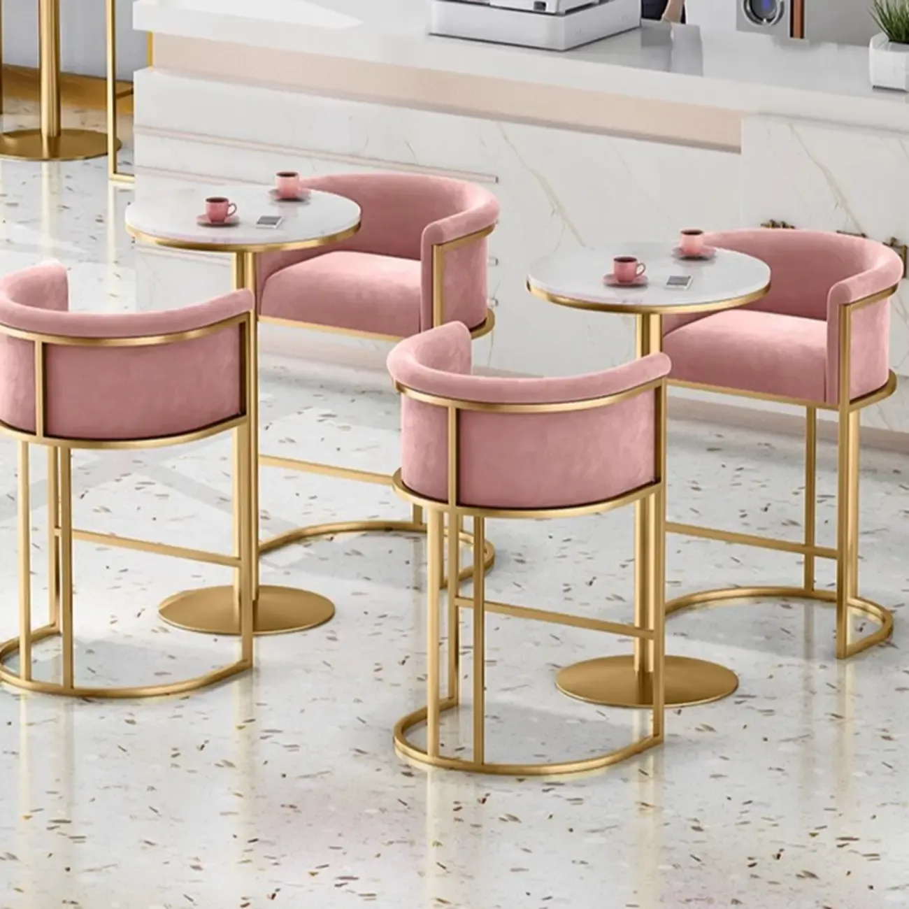 Glam Gold Sled Velvet Upholstered Bar Stool