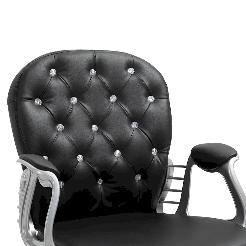 Faux Leather Office Chair with Tufted Backrest and Swivel Wheels